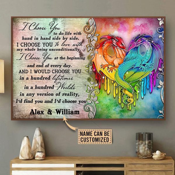 Personalized Canvas Art Painting, Canvas Gallery Hanging Pride Dragon I Choose You Wall Art Framed Prints, Canvas Paintings