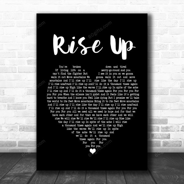 Andra Day Rise Up Black Heart Song Lyric Art Print - Canvas Print Wall Art Home Decor