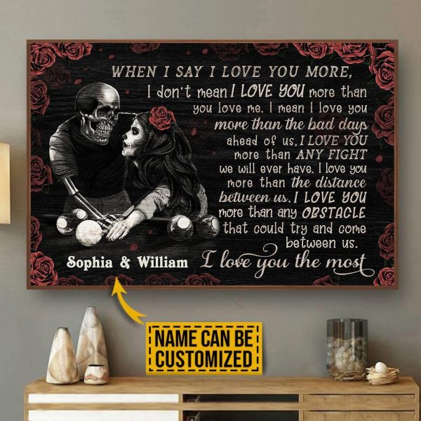 here Gifts Personalized Billiard Skeleton I Love You The Most Canvas Home Decor