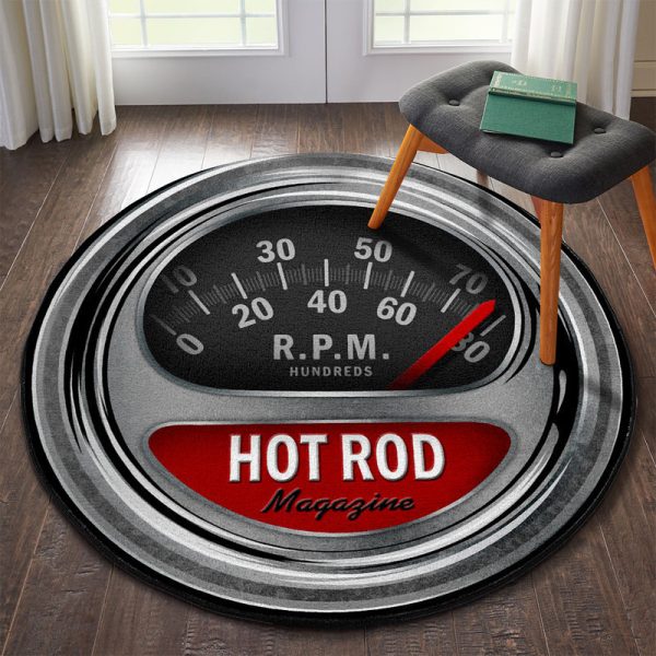 Retro Hot Rod Tach Round Mat Round Floor Mat Room Rugs Carpet Outdoor Rug Washable Rugs