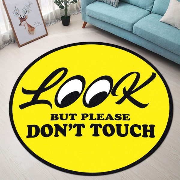 Look But Please Don??T Touch Garage Decor, Home Bar Decor Hot Rod Round Mat