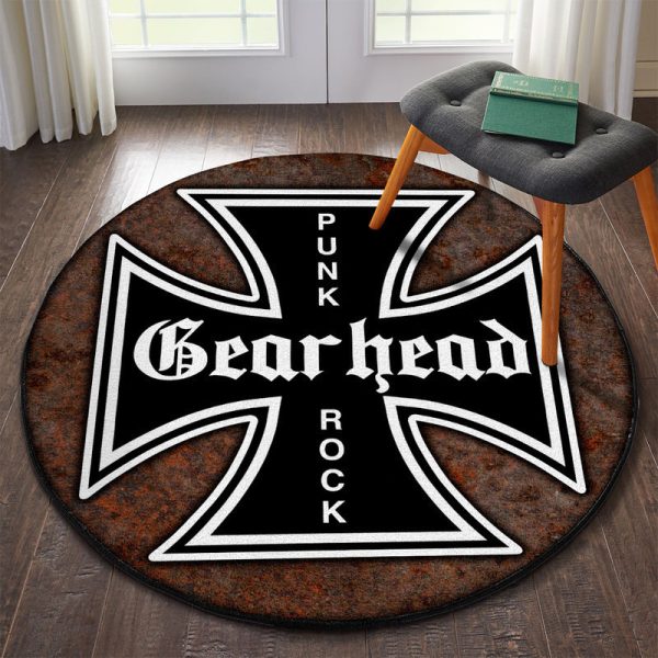 Hot Rods Garage Punk Rock Iron Cross Round Mat Round Floor Mat Room Rugs Carpet Outdoor Rug Washable Rugs