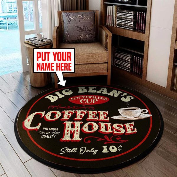 Personalized Coffee House Round Mat Round Floor Mat Room Rugs Carpet Outdoor Rug Washable Rugs