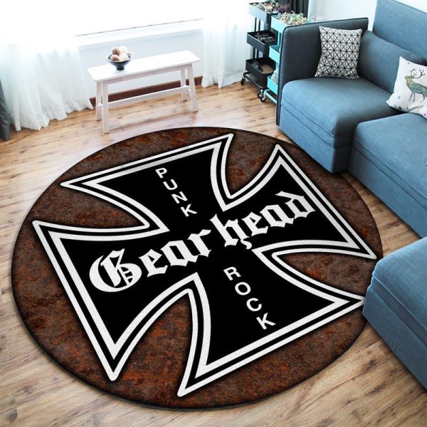 Hot Rods Garage Punk Rock Iron Cross Round Mat Round Floor Mat Room Rugs Carpet Outdoor Rug Washable Rugs - Image 2