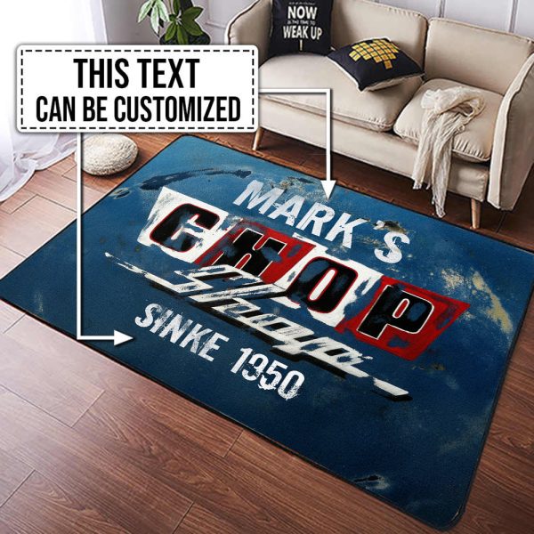 Personalized Chop Shop Garage Decor, Home Bar Decor Hot Rod Round Mat - Image 2