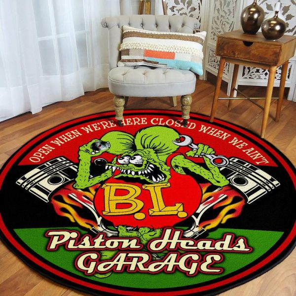 Piston Heads Garage Round Mat Round Floor Mat Room Rugs Carpet Outdoor Rug Washable Rugs - Image 3