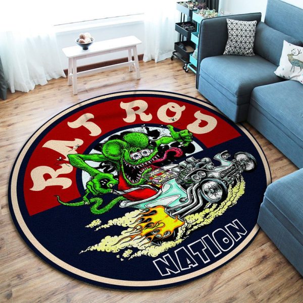 Rat Rod Nation Round Mat Round Floor Mat Room Rugs Carpet Outdoor Rug Washable Rugs - Image 3