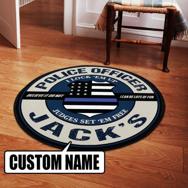 Personalized Police Officer Round Mat Round Floor Mat Room Rugs Carpet Outdoor Rug Washable Rugs - Image 3