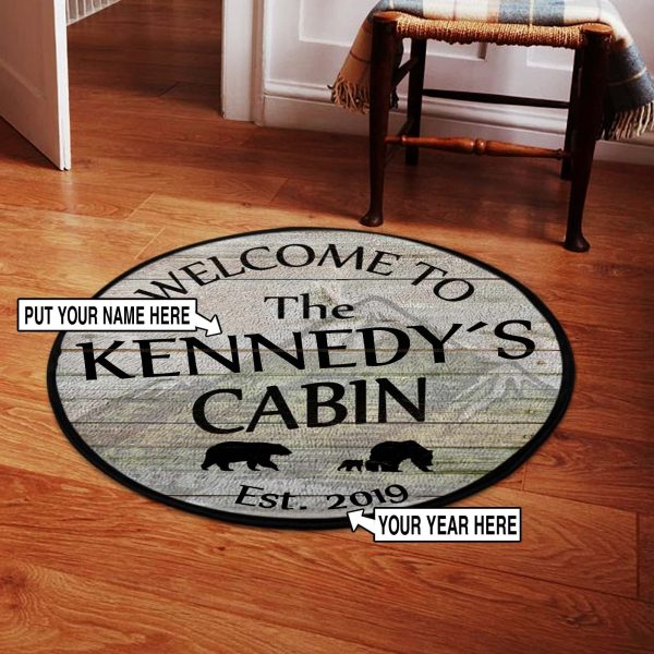 Personalized Welcome to the Cabin Round Rug, Carpet 06923 - Image 2