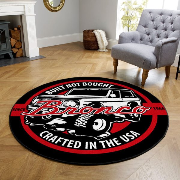 Built Not Bough Garage Decor, Home Bar Decor Hot Rod Garage Round Mat - Image 3