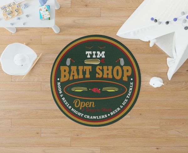 Personalized Bait Shop Fishing Round Rug, Carpet 06342 - Image 2