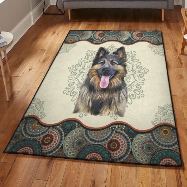 German Shepherd Playroom Rug German Shepherd Mandala Dog Rug Rectangle Rugs Washable Area Rug Non-Slip Carpet For Living Room Bedroom