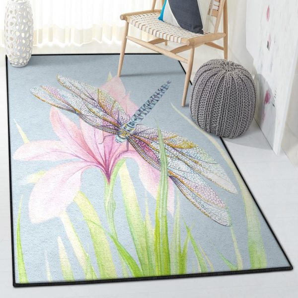 Dragonfly Kitchen Rugs Beautiful Dragonfly Rug Rectangle Rugs Washable Area Rug Non-Slip Carpet For Living Room Bedroom