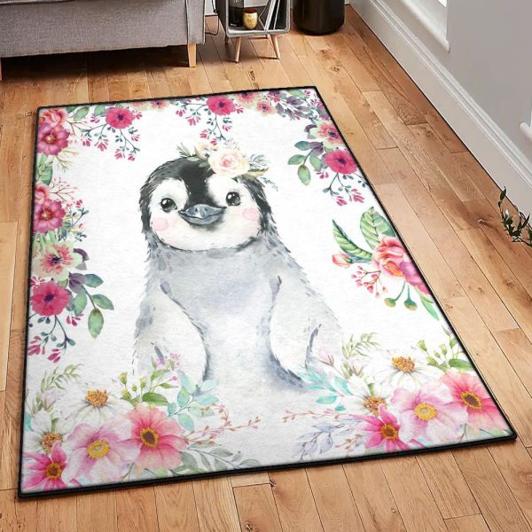 Penguin Penguin Rug Rectangle Rugs Washable Area Rug Non-Slip Carpet For Living Room Bedroom