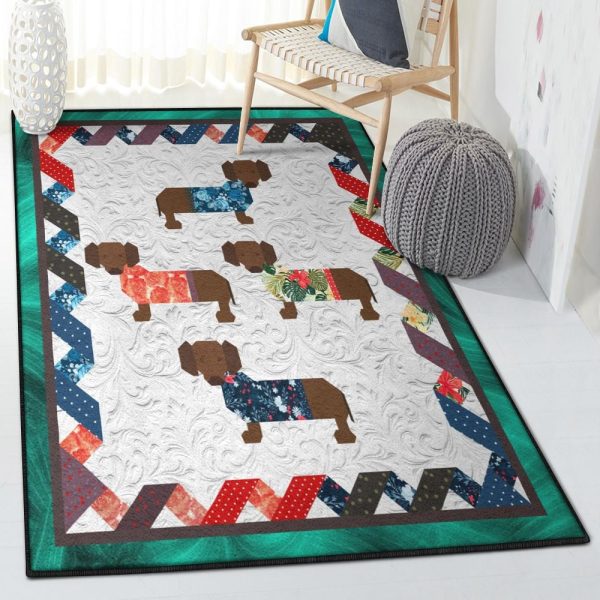 Dachshund Puppies Cool Rugs Four Dachshund Rug Rectangle Rugs Washable Area Rug Non-Slip Carpet For Living Room Bedroom