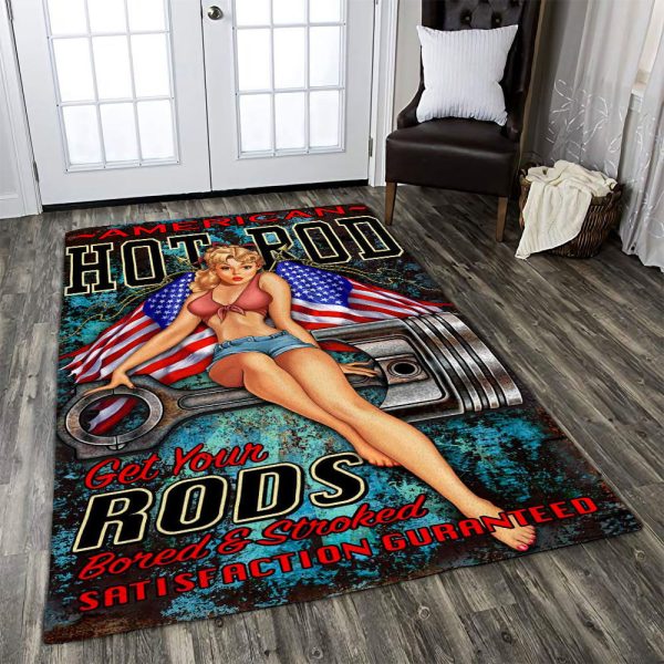 Mechanic Hot Rod Service Pinup Girl Rug Carpet Outdoor Rug Washable Ru