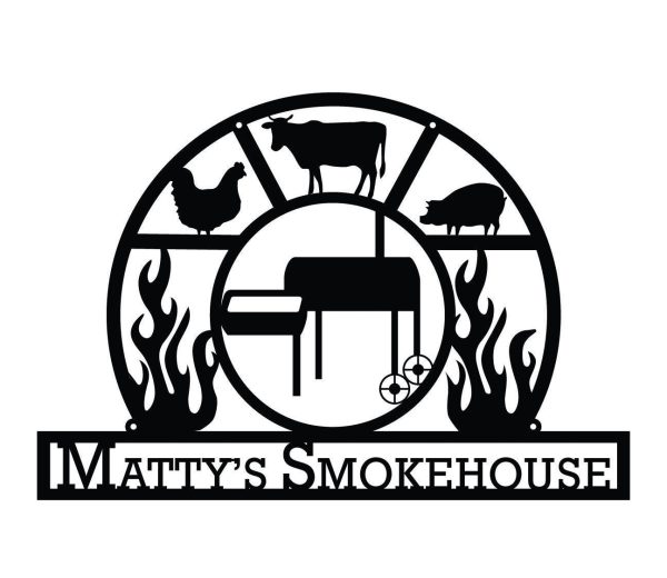 Custom Smokehouse Bbq Metal Sign, Personalized Flaming Grill, Barbeque - Image 2