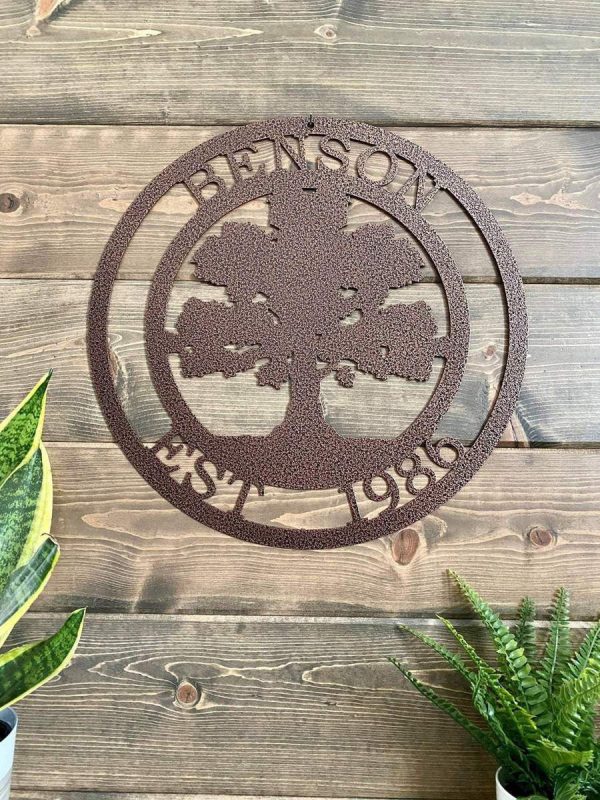 Personalized Oak Tree Custom Metal Sign, Cut Metal Sign, Metal Wall Ar