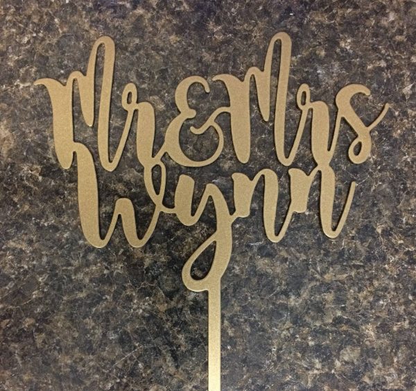 Made To Order Cake Topper Mr. & Mrs. Metal Approx 7 Metal Sign Cut Met