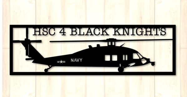 Hsc4 Black Knight Seahawk Multirole Combat Helicopter Metal Sign Cut M