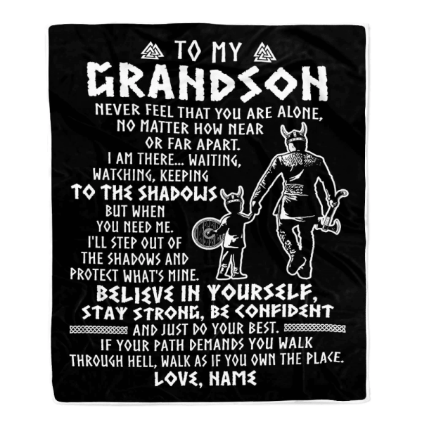 Personalized To My Grandson Blanket Viking Never Feel You Are Alone Sc