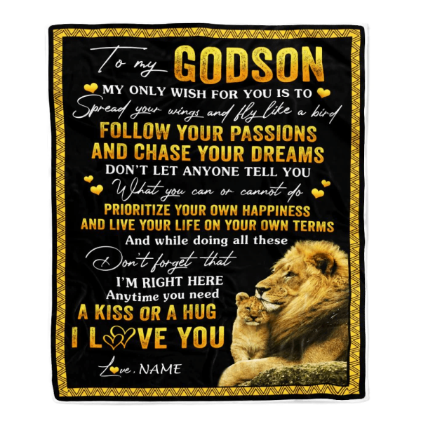 Personalized To My Godson Blanket From Godfather Lion My Only Wish For - Image 2