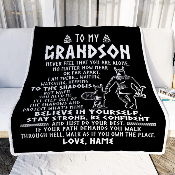 Personalized To My Grandson Blanket Viking Never Feel You Are Alone Sc - Image 3