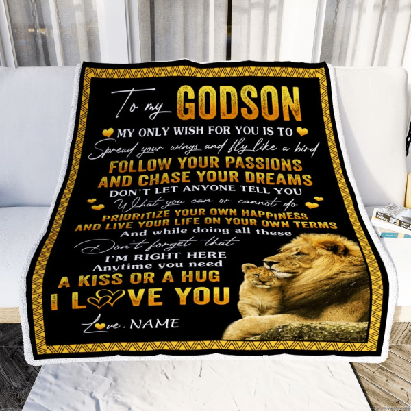 Personalized To My Godson Blanket From Godfather Lion My Only Wish For - Image 4