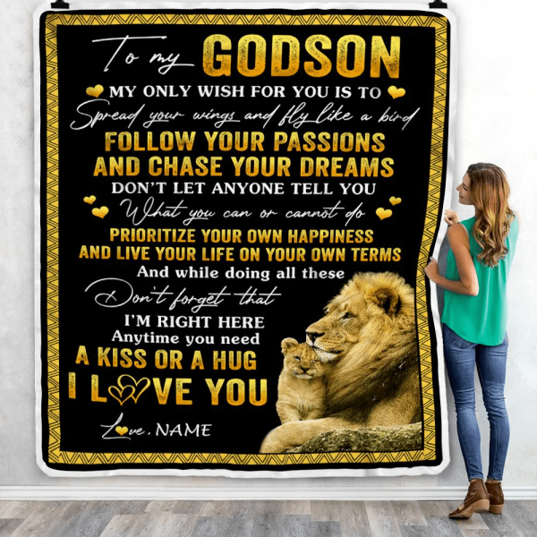 Personalized To My Godson Blanket From Godfather Lion My Only Wish For - Image 5