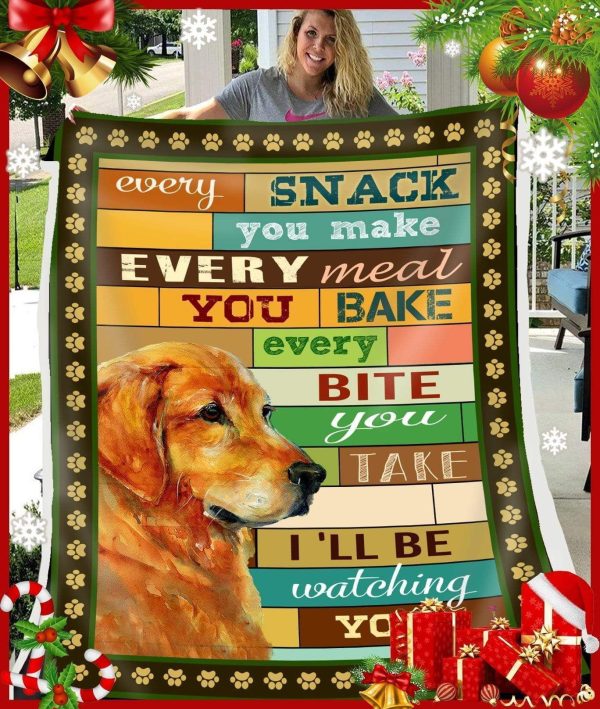 Golden I'll Be Watching You Blanket Graphic Design For Dog Lover