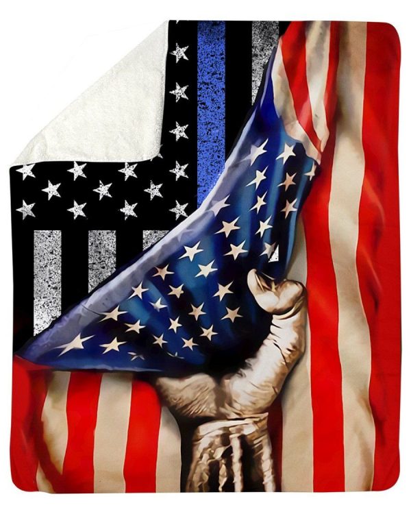 Detroit Police American Flag Fleece Blanket - Image 2