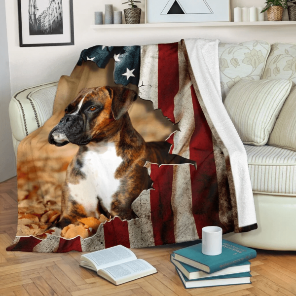 Boxer Us Flag Patriot Fleece Blanket Gift For Dog Lovers Fleece Blanke - Image 2