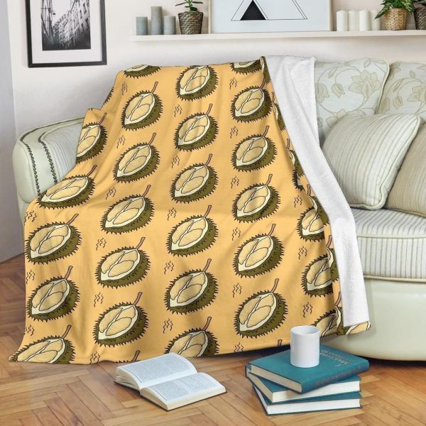 Durian Pattern Print Design Taupe Fleece Blanket