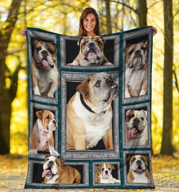 3d Funny English Bulldog Dog Lover Gift Fleece Blanket