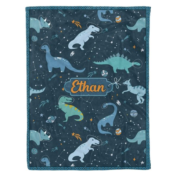 Ethan Dinosaur Space Custom Name Printed Fleece Blanket - Image 4