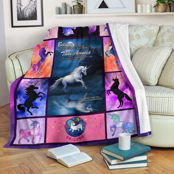 Believe In The Power Of Unseen Unicorn Galaxy Fleece Blanket - Image 2