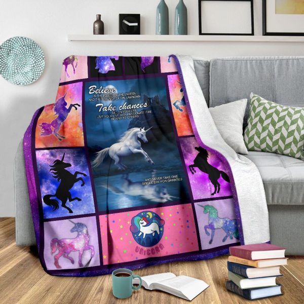 Believe In The Power Of Unseen Unicorn Galaxy Fleece Blanket - Image 4