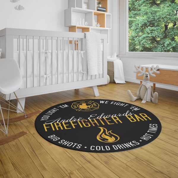 Personalized Firefighter Living Room Round Mat Circle Rug