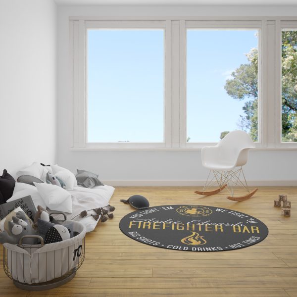 Personalized Firefighter Living Room Round Mat Circle Rug - Image 2