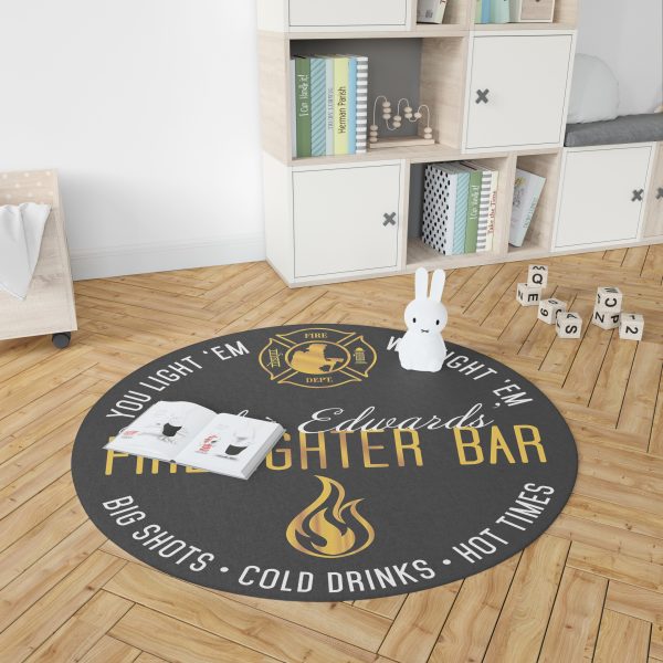 Personalized Firefighter Living Room Round Mat Circle Rug - Image 3