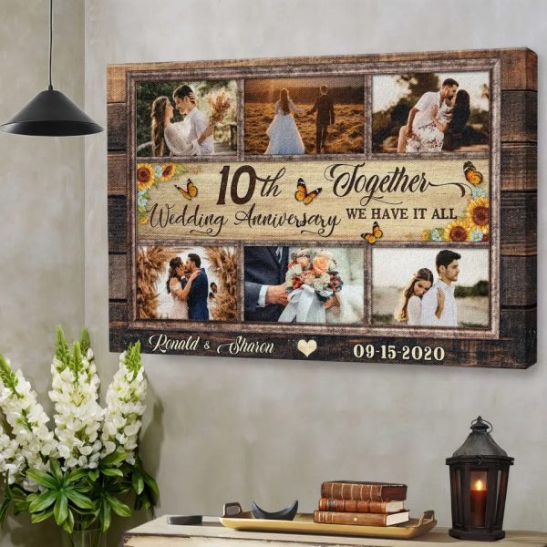 Personalized Canvas Prints, Custom Photos, Couple Gifts, Anniversary Gifts, 10th Anniversary Photo Gift Together We Have It All Dem Canvas - Image 2