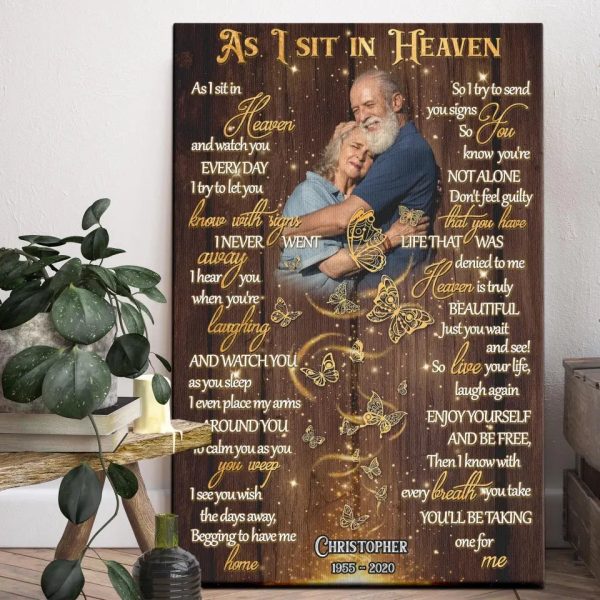 Personalized Canvas Prints, Upload Photo And Name, Sympathy Photo, Memorial Gift, As I Sit In Heaven Dem Canvas - Image 7