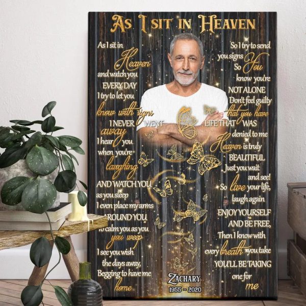 Personalized Canvas Prints, Upload Photo And Name, Sympathy Photo, Memorial Gift, As I Sit In Heaven Dem Canvas - Image 8