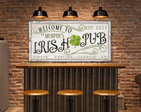 Personalized Irish Pub Sign, Custom St. Patrick'S Day Decor, Home Pub Sign, Basement Bar Decor, Outdoor Wall Hanging, Rustic Welcome Sign