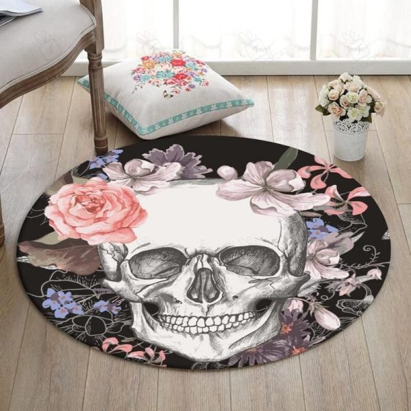 Skull Living Room Round Mat Circle Rug Skull