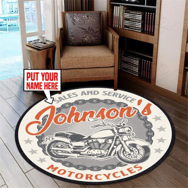 Personalized Motorcycles Living Room Round Mat Circle Rug - Image 3