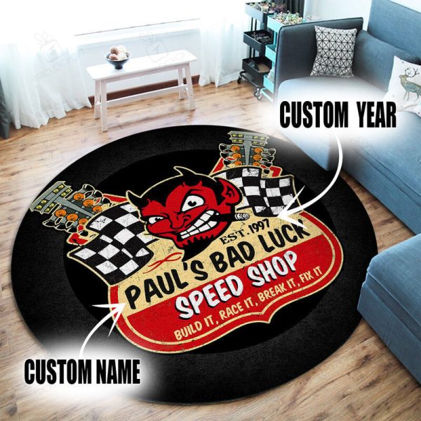 Personalized Devil Garage Hot Rod Round Mat Round Floor Mat Room Rugs Carpet Outdoor Rug Washable Rugs - Image 3