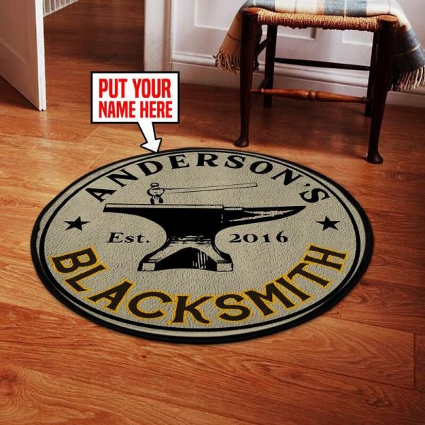 Personalized Blacksmith Round Mat Round Floor Mat Room Rugs Carpet Outdoor Rug Washable Rugs - Image 2