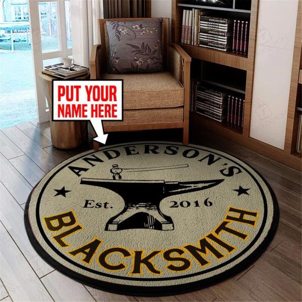 Personalized Blacksmith Round Mat Round Floor Mat Room Rugs Carpet Outdoor Rug Washable Rugs