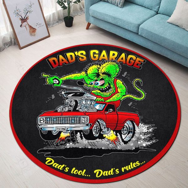 Personalized Dad'S Tool Dad'S Rules Round Mat Round Floor Mat Room Rugs Carpet Outdoor Rug Washable Rugs